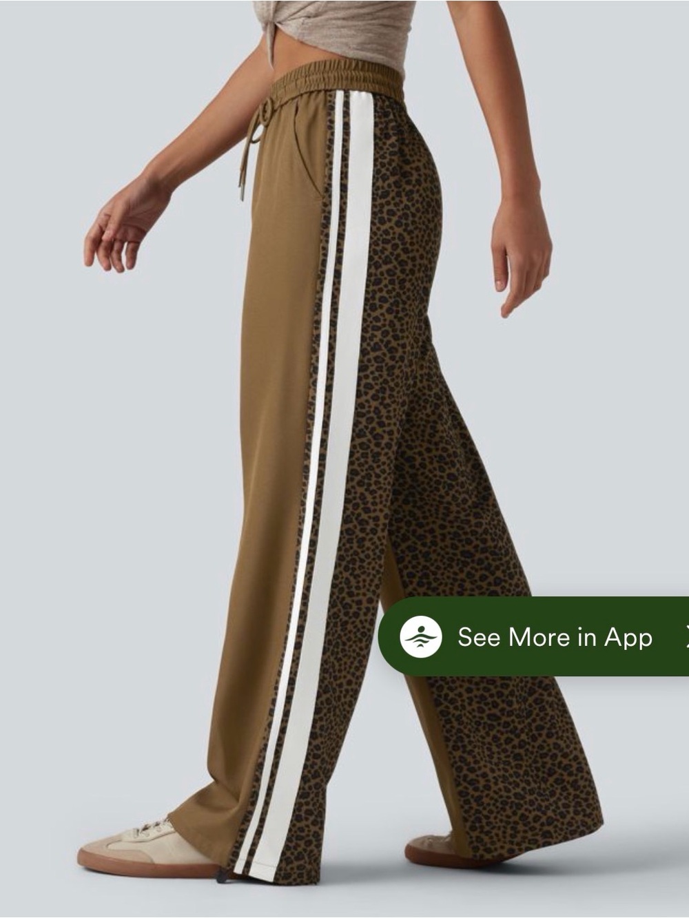 HALARA Women's track Pants with Leopard Trim